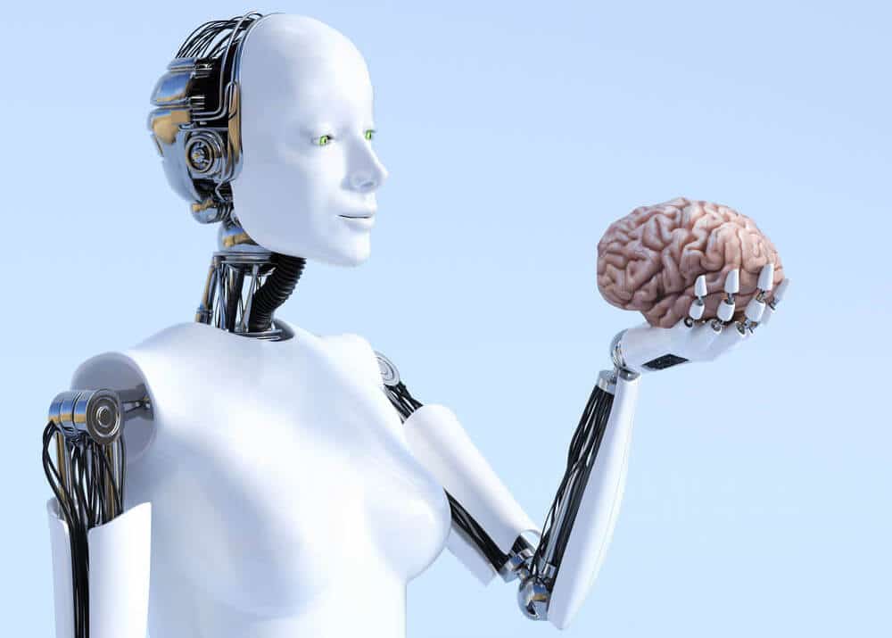 Wizualizacja 3D koncepcji sztucznej inteligencji i robota humanoidalnego