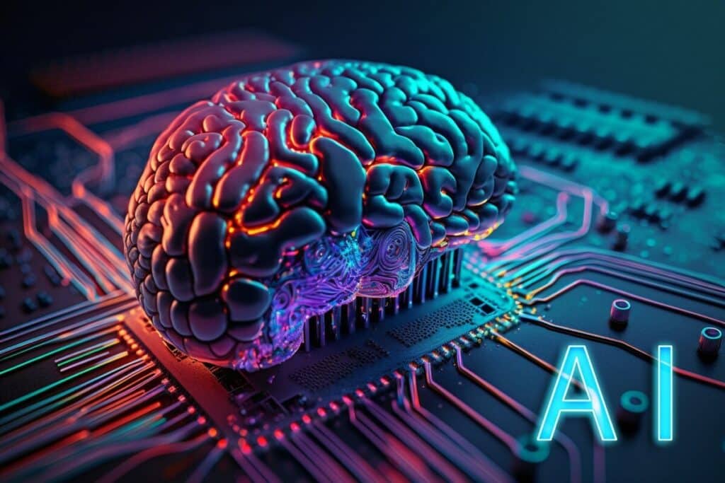 sztuczna inteligencja AI futurystyczny abstrakcyjny ludzki mózg