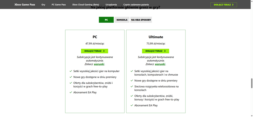 Plany subskrypcyjne Xbox Game Pass na PC - lipiec 2025