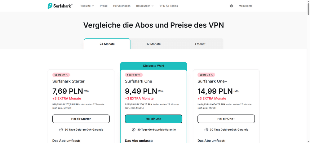 Surfshark VPN - cennik 2025
