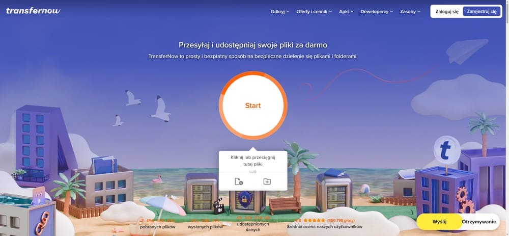 V Transfer - przesyłanie dużych plików - aplikacja TransferNow
