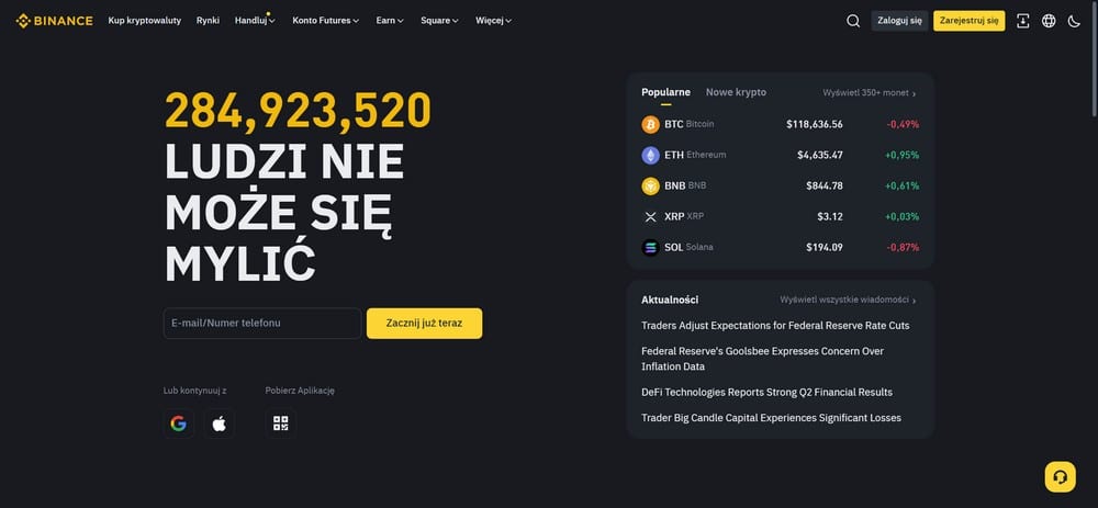 Binance Giełda Kryptowalut dla Bitcoina, Ethereum i Altcoinów
