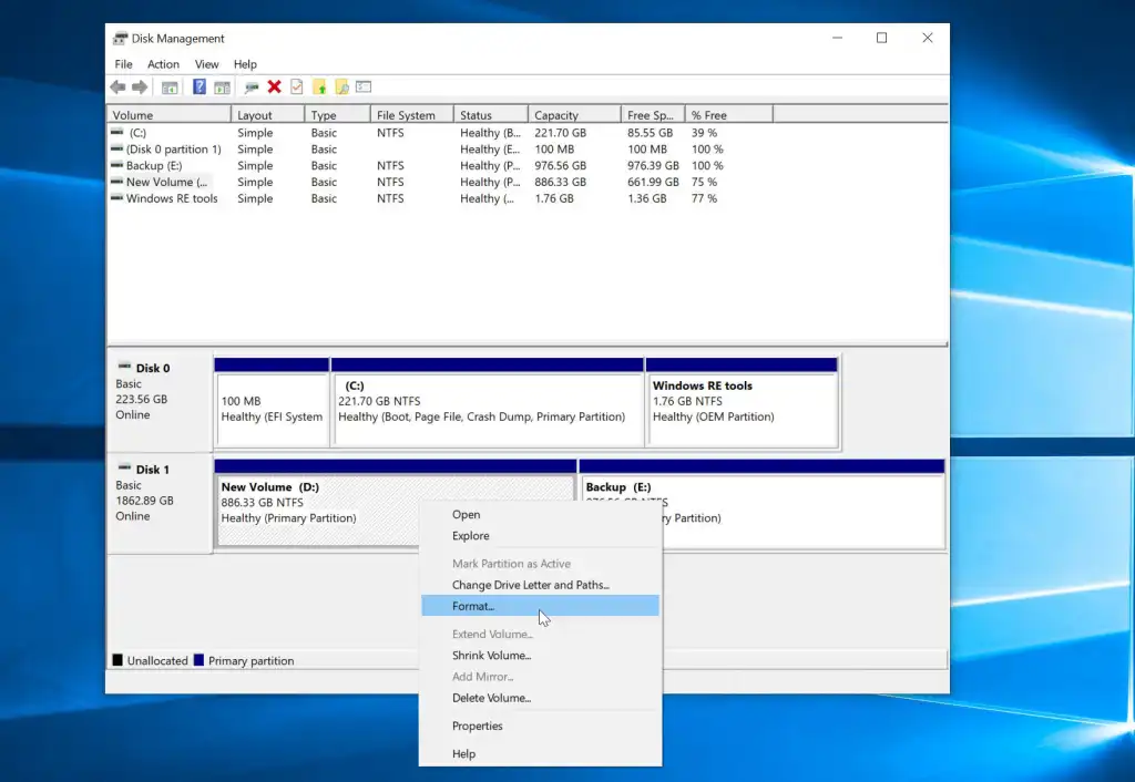 Formatowanie dysku z poziomu systemu Windows
