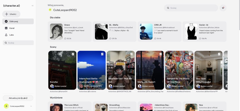 Character AI – interfejs strony character.ai i rozmowa z inteligentnymi postaciami AI różniącymi się od klasycznych chatbotów