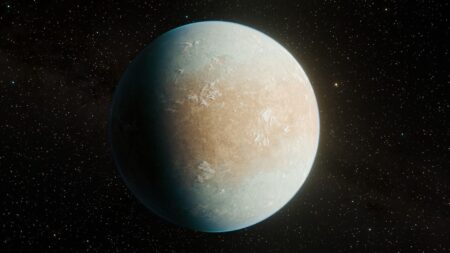 Wizja artystyczna kandydatki na egzoplanetę HD 137010 b, nazywanej „zimną Ziemią”, ponieważ jest to prawdopodobnie planeta skalista, nieco większa od Ziemi, krążąca wokół gwiazdy podobnej do Słońca, oddalonej o około 146 lat świetlnych. NASA/JPL-Caltech/Keith Miller (Caltech/IPAC)