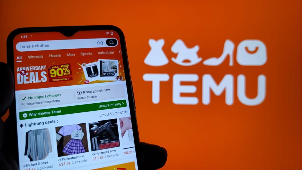 Temu – aplikacja zakupowa na smartfonie z promocjami i ofertami specjalnymi