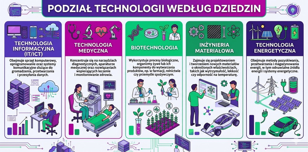 Podział technologii według dziedzin