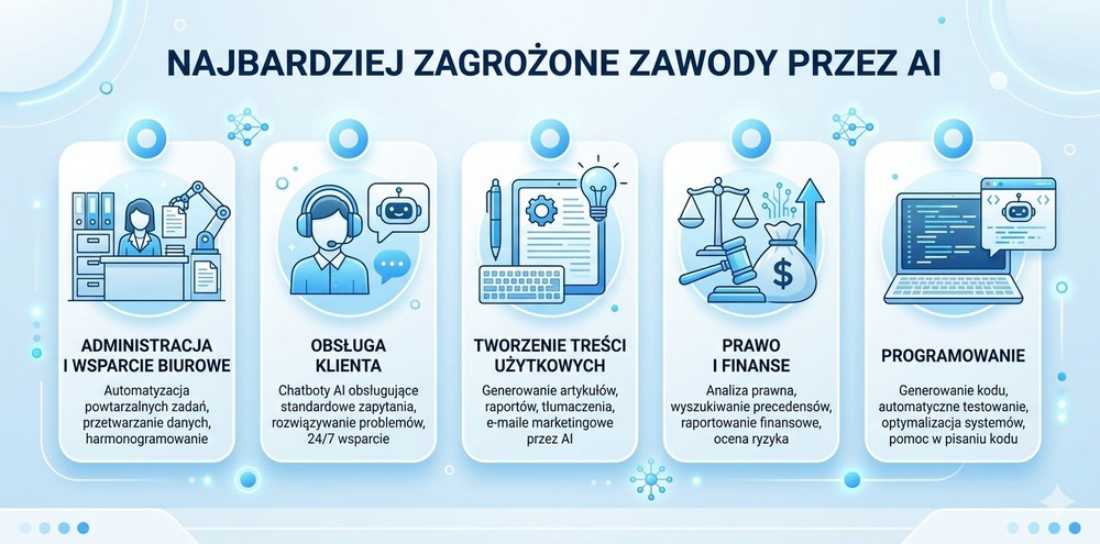 Zawody zagrożone przez sztuczną inteligencję – które branże tracą przez AI