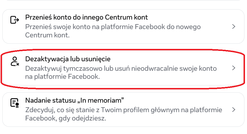 Jak usunąć konto na Facebooku – opcja „Dezaktywacja lub usunięcie” w Centrum kont Meta