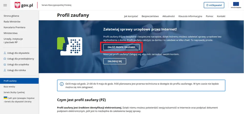 Jak założyć profil zaufany na stronie gov.pl