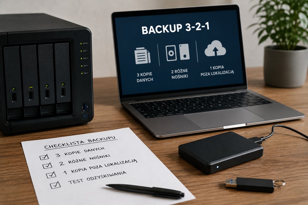 Backup 3-2-1 – kopia zapasowa danych na laptopie, dysku zewnętrznym i serwerze NAS