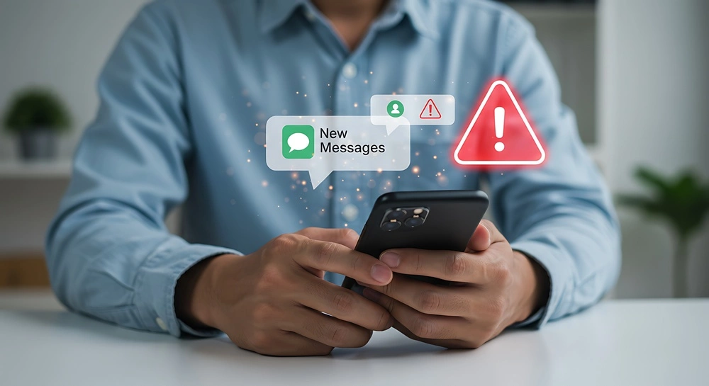 Jak rozpoznać SMS od oszusta – podejrzana wiadomość i alert na telefonie