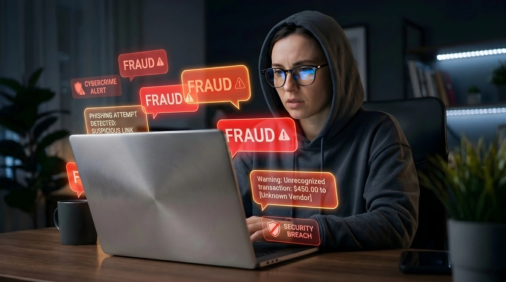Jak zgłosić oszustwo internetowe – ostrzeżenia o phishingu i cyberoszustwie na laptopie