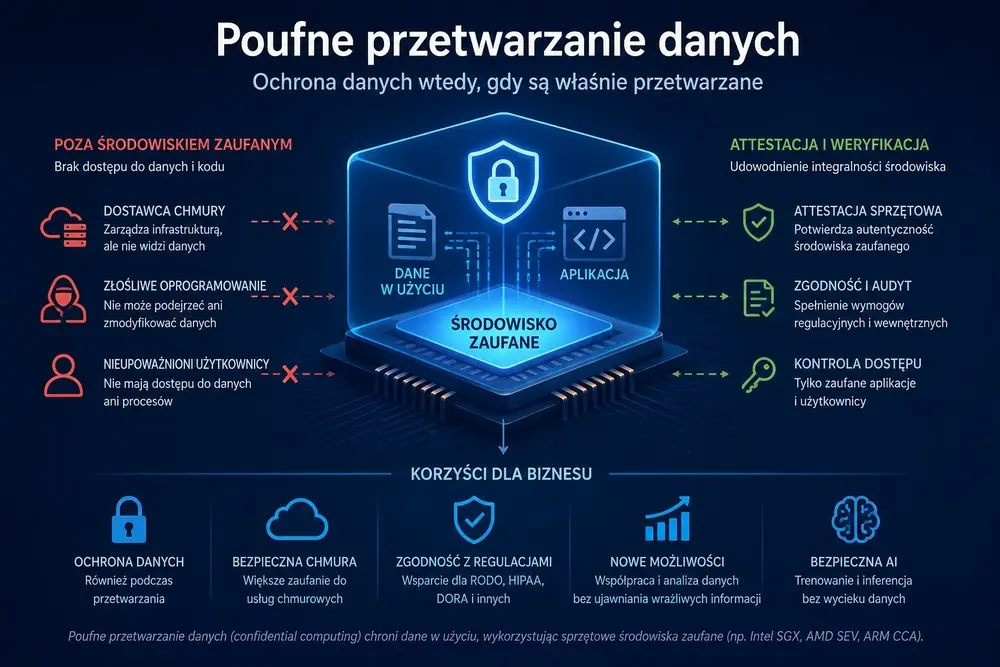 Poufne przetwarzanie danych – schemat ochrony danych w użyciu w AI, chmurze i środowisku zaufanym