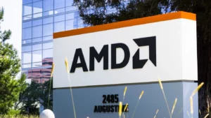 Logo AMD przed siedzibą firmy. Technologie AMD EPYC i AMD Instinct są wykorzystywane w części najpotężniejszych superkomputerów świata