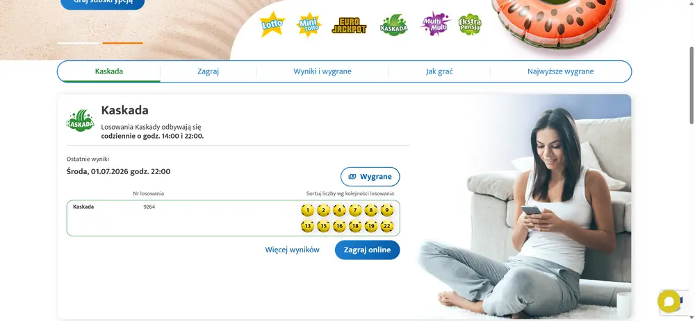 Gra Kaskada w serwisie LOTTO online