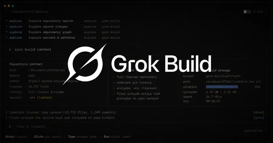 Grok Build wysyłał cały kod projektu do chmury. W repozytoriach mogły znajdować się hasła i klucze API Grok Build
