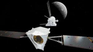 BepiColombo przy Merkurym podczas odłączenia modułu transferowego MTM