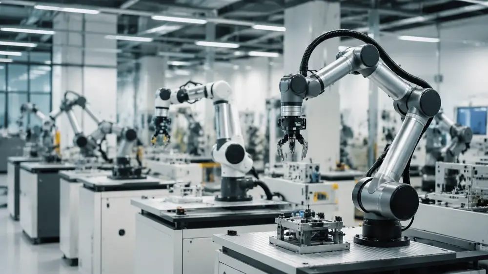 Coboty w zakładzie przemysłowym – roboty współpracujące na zautomatyzowanych stanowiskach produkcyjnych