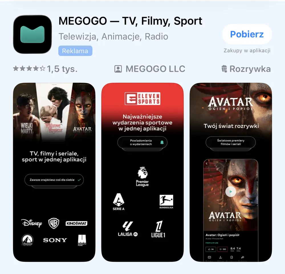 MEGOGO – aplikacja mobilna z telewizją, filmami, serialami i sportem online