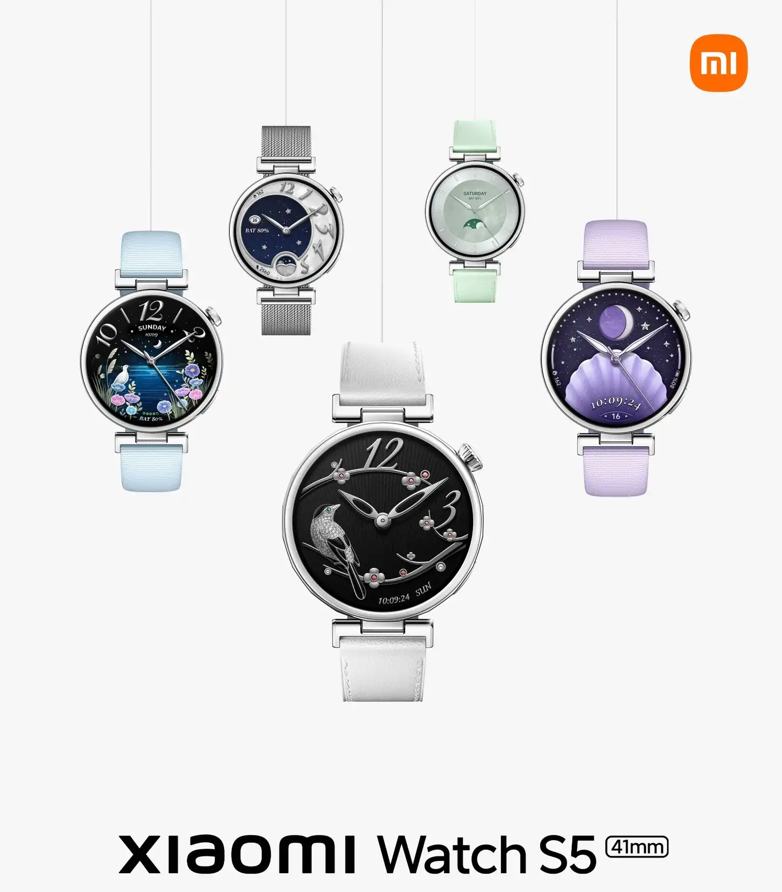 Xiaomi Watch S5 41 mm w kilku wariantach kolorystycznych i z różnymi tarczami zegarkaŹródło: Xiaomi / materiały producenta.