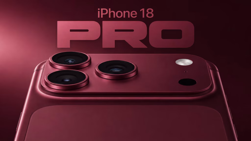 iPhone 18 Pro w kolorze burgundowym – potrójny aparat 48 MP i nowa konstrukcja
