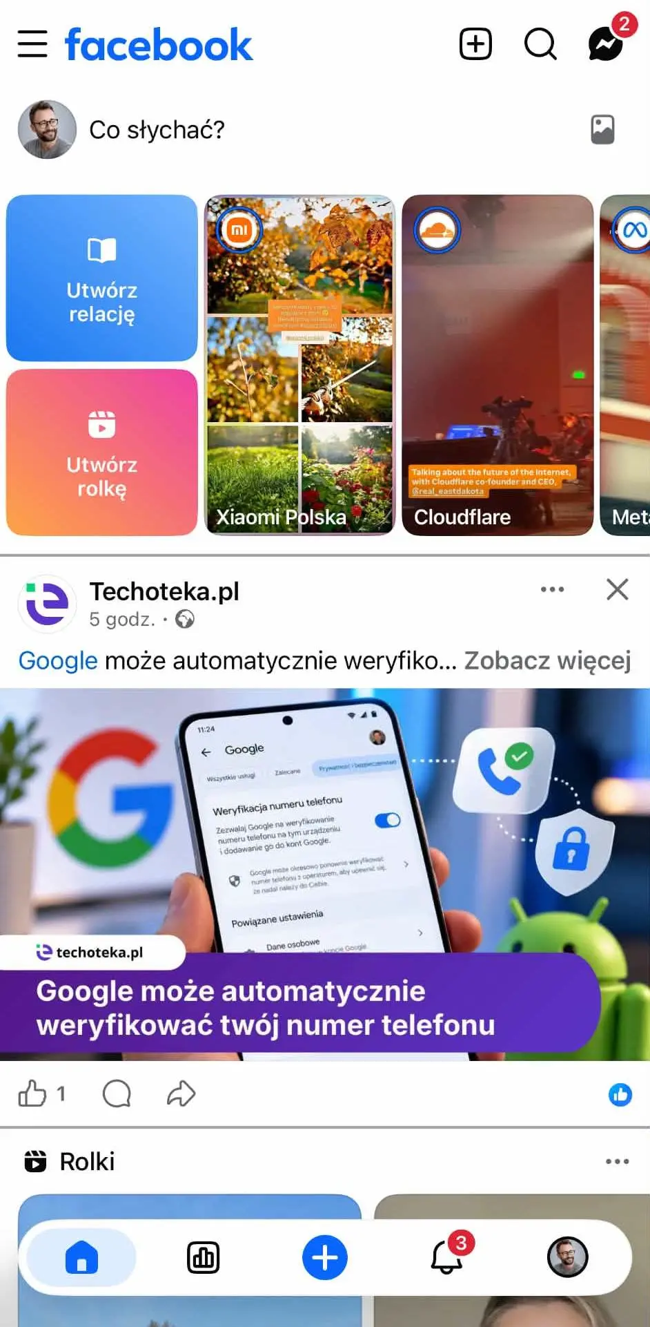 Aktualności na Facebooku – Feed w aplikacji mobilnej z relacjami, postami i ReelsŹródło: zrzut ekranu z aplikacji Facebook