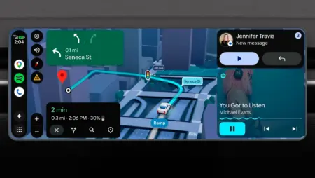 Android Auto 18 już dostępne w becie. Google szykuje duże zmiany Android Auto 18 z nowym interfejsem na ekranie samochodu. Źródło: Google