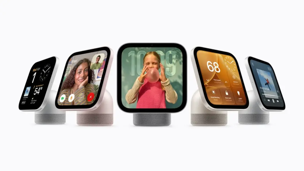 Apple HomeView oficjalnie. Ekran do inteligentnego domu za 299 dolarów, ale Polacy muszą poczekać Apple HomeView w kilku wersjach prezentujących FaceTime, sterowanie inteligentnym domem, multimedia i ekran główny Źródło: Apple