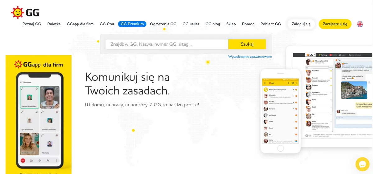 Gadu-Gadu - strona główna komunikatora GG. Źródło: zrzut ekranu z GG.pl