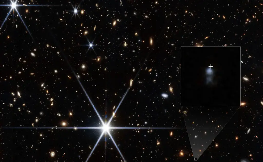 Galaktyka macierzysta FRB 20240304B na obrazie z Kosmicznego Teleskopu Jamesa Webba. Źródło: NASA