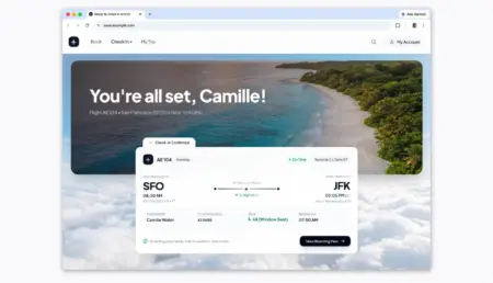 Google Chrome z inteligentnym Autofill wykorzystującym dane z Gmaila do uzupełniania rezerwacji lotu Źródło: Google