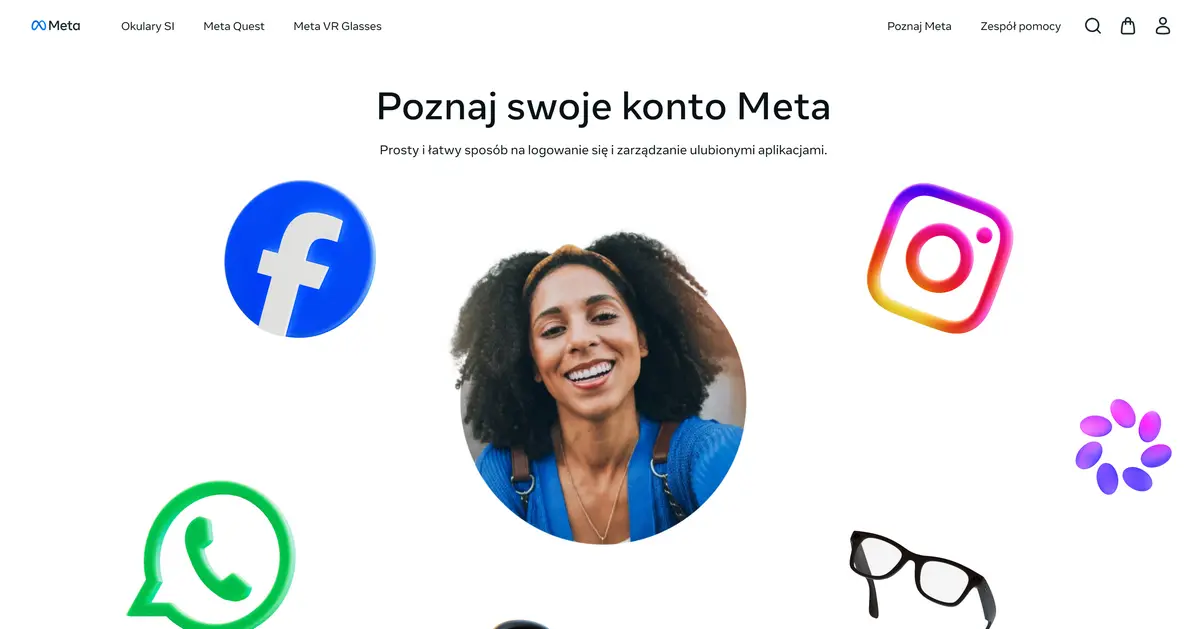 Konto Meta – panel łączący Facebooka, Instagram, WhatsApp i inne usługi MetaŹródło: zrzut ekranu z Meta.com