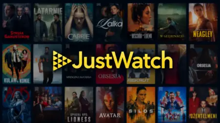 JustWatch uruchamia własne VOD. Darmowe filmy, abonament i wypożyczalnia w jednej usłudze Logo JustWatch na tle katalogu filmów i seriali w interfejsie platformy VOD