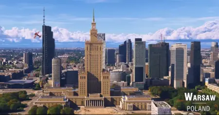 Warszawa w Microsoft Flight Simulator 2024. Źródło: Microsoft Flight Simulator