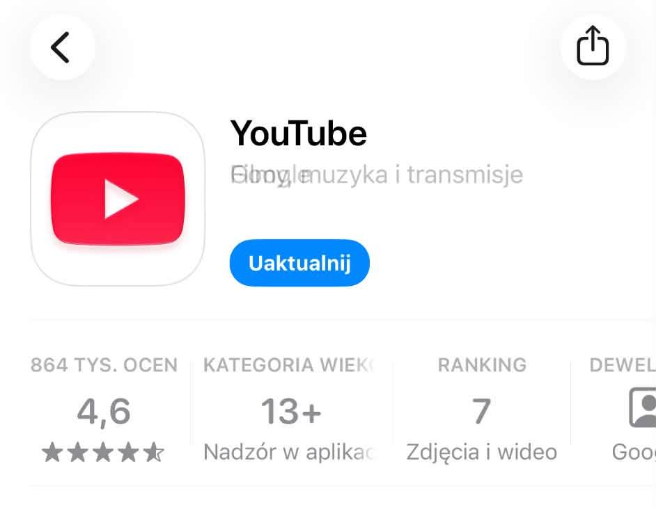 YouTube w App Store
